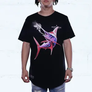 Smoke Fish Black Curved Hem Tee