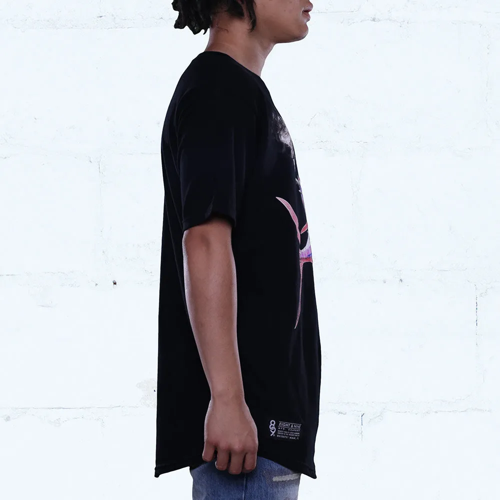 Smoke Fish Black Curved Hem Tee
